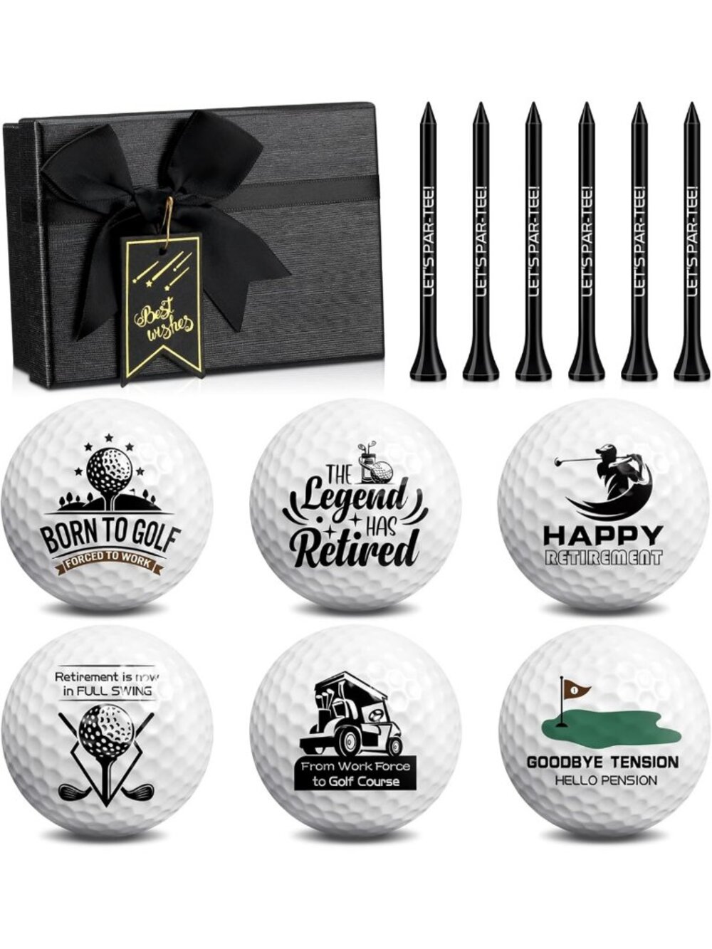 Funny Retirement Golf Balls & Tees Gift Set - Perfect for Dad, Coworkers & Golf